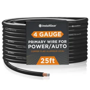 4 Gauge Wire (25ft) Copper Clad Aluminum Caa - Primary Automotive Wire, Car