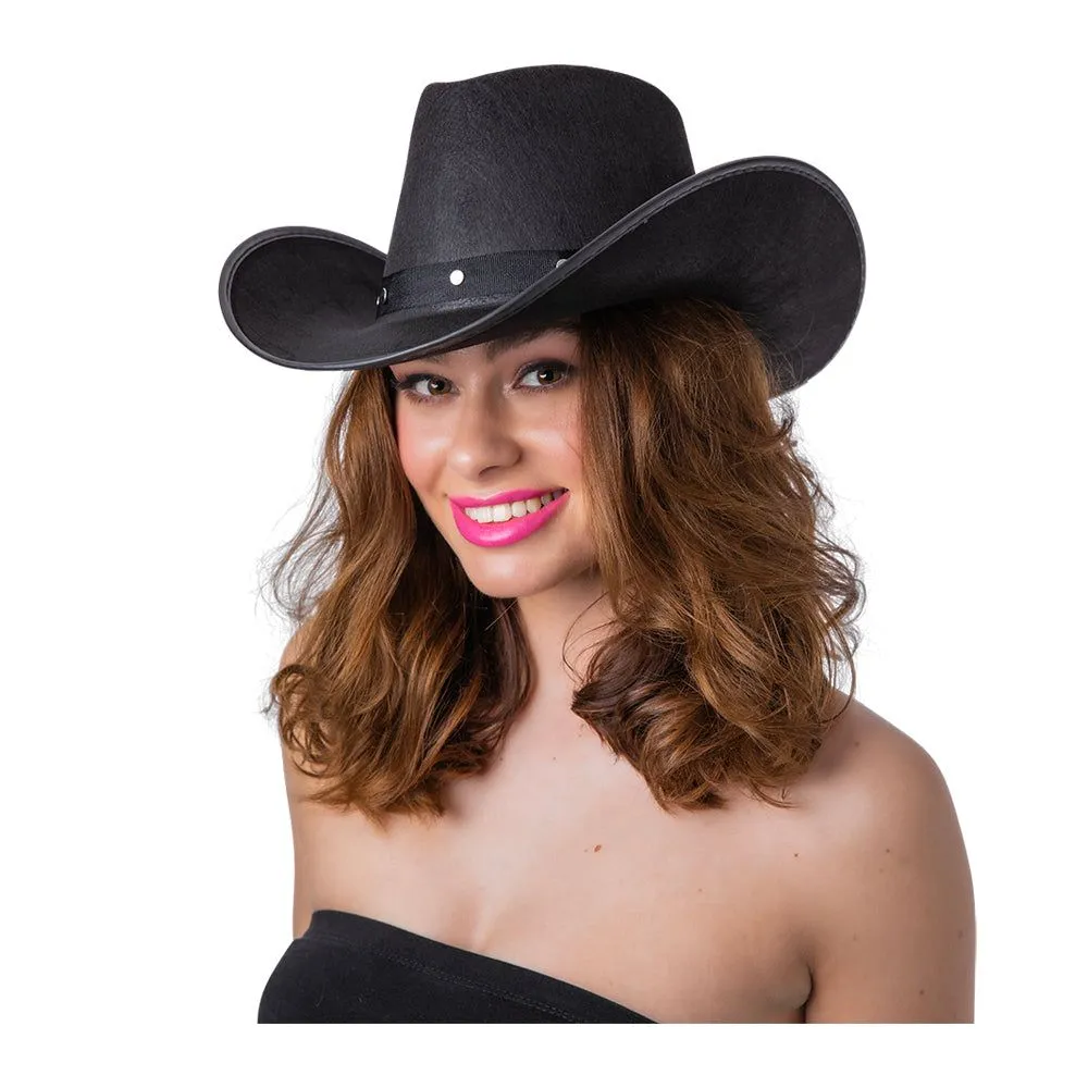 Adults Black Texan Cowboy Fancy Dress Hats