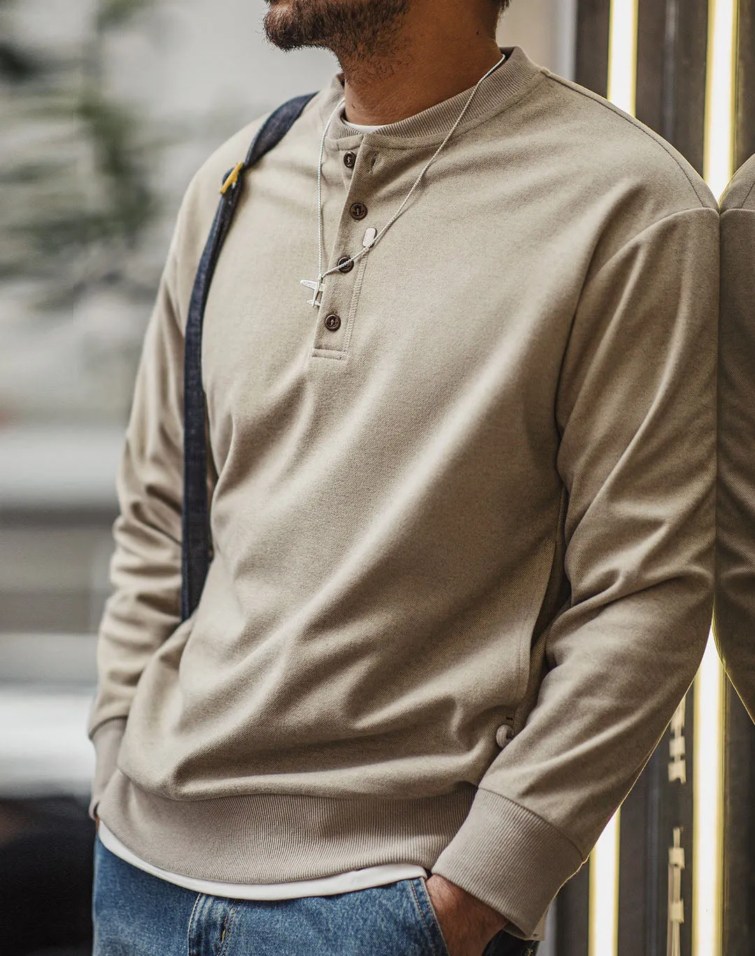 American Henry Collar Woolen Clean Fit Bottoming Men's Sweater