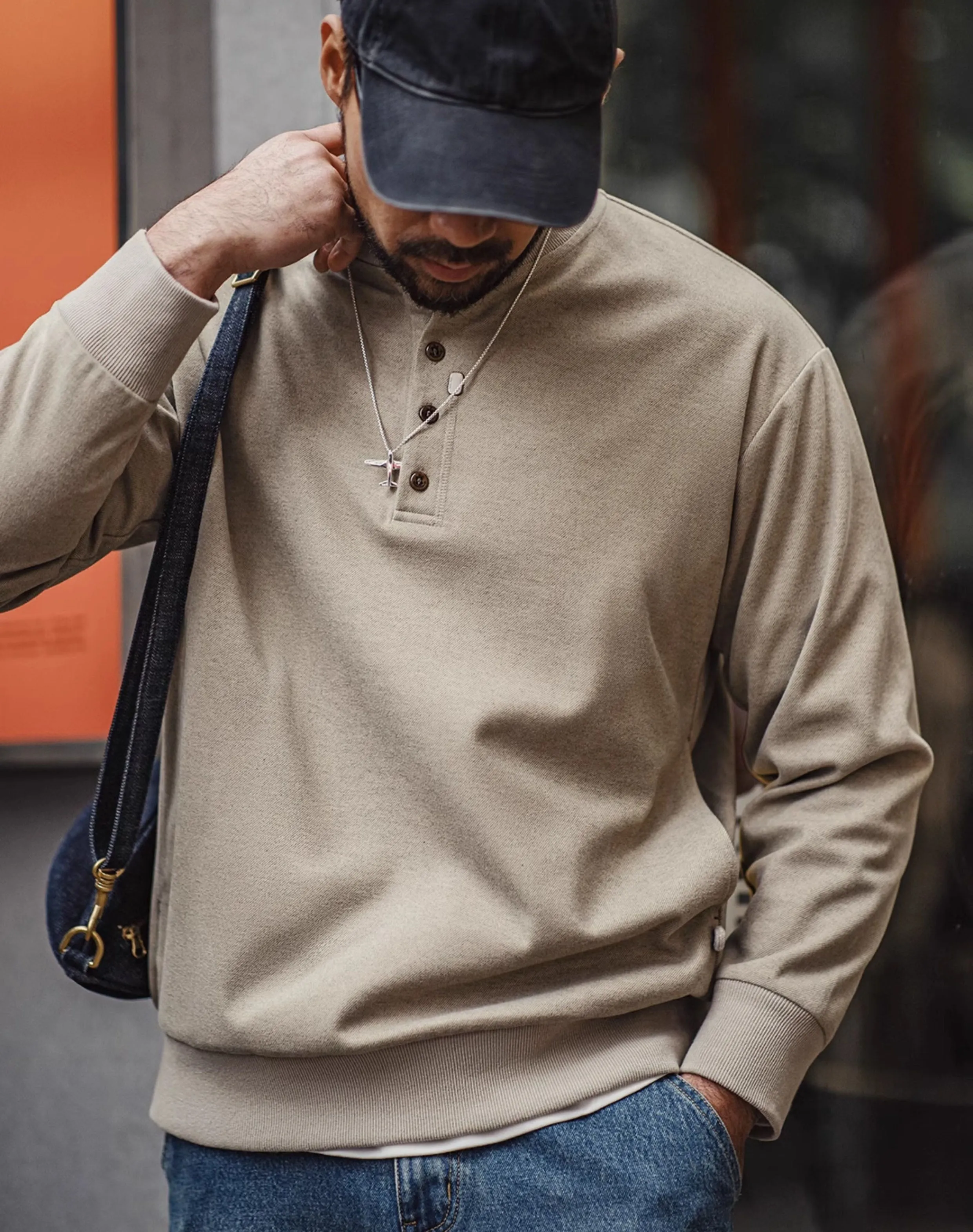 American Henry Collar Woolen Clean Fit Bottoming Men's Sweater