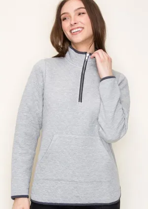 Ava Quilted Lightweight Pullover - Gray