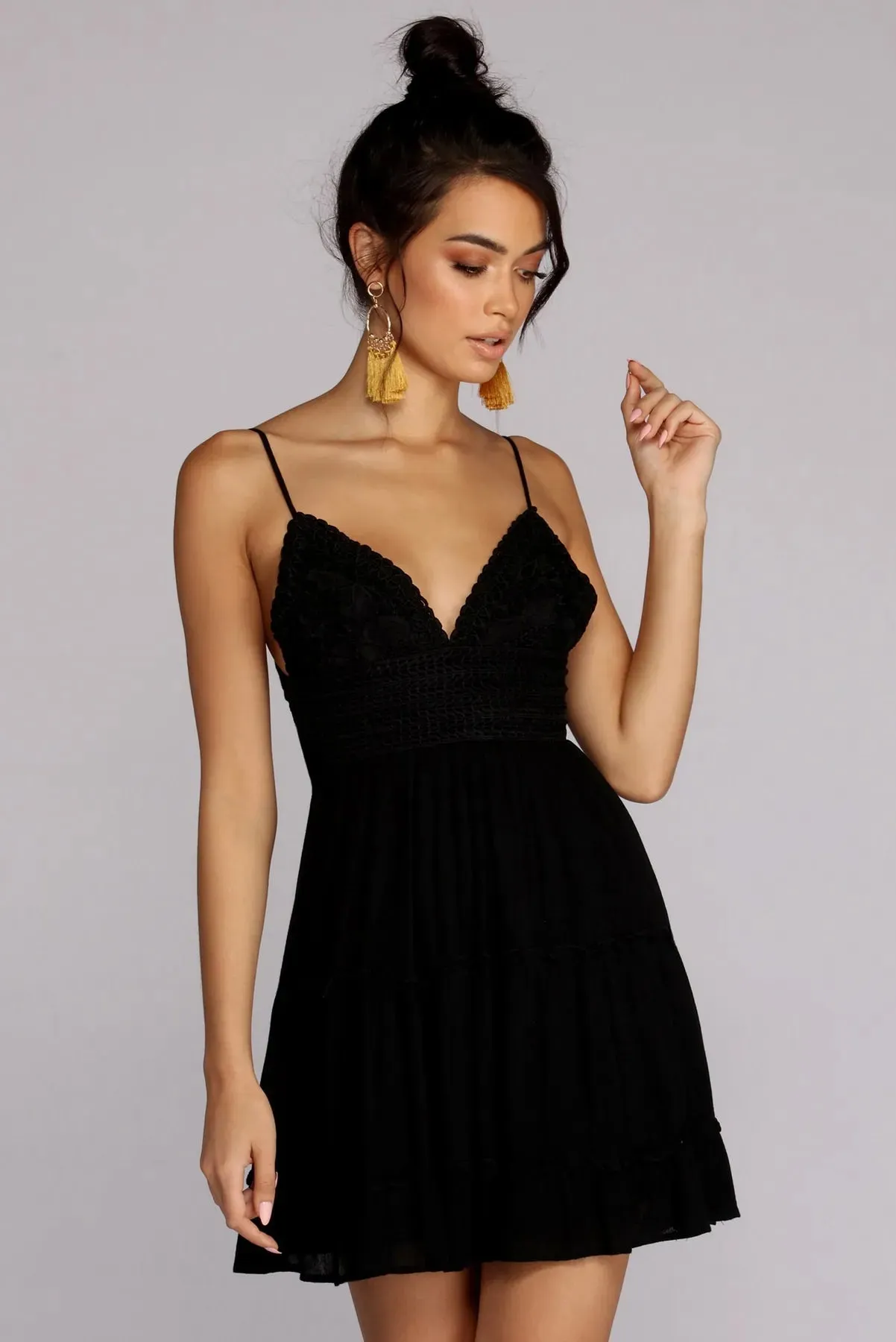 Babe In Crochet Skater Dress