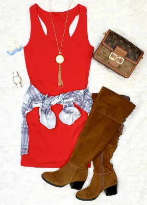 Basic Tank Dress: Red