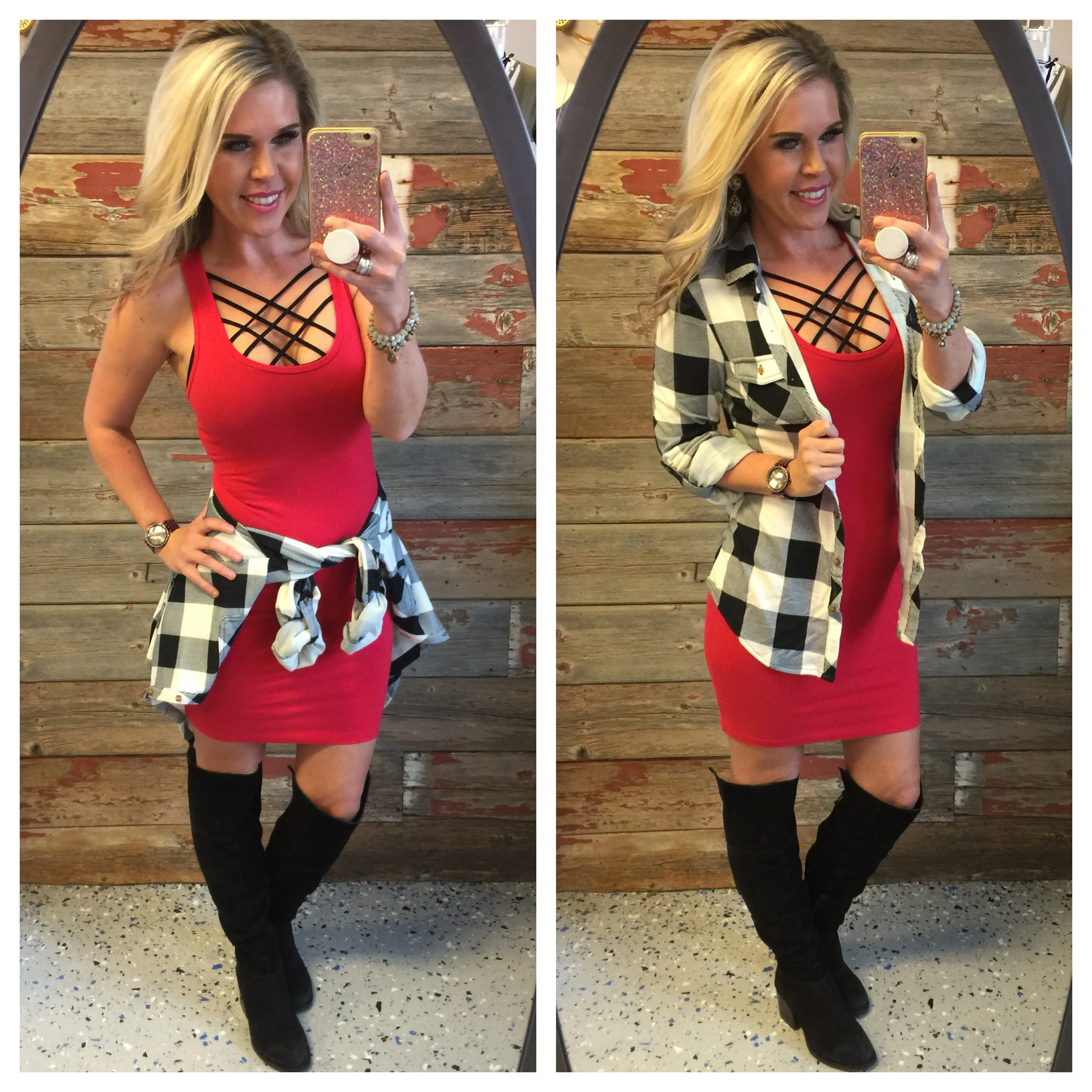 Basic Tank Dress: Red