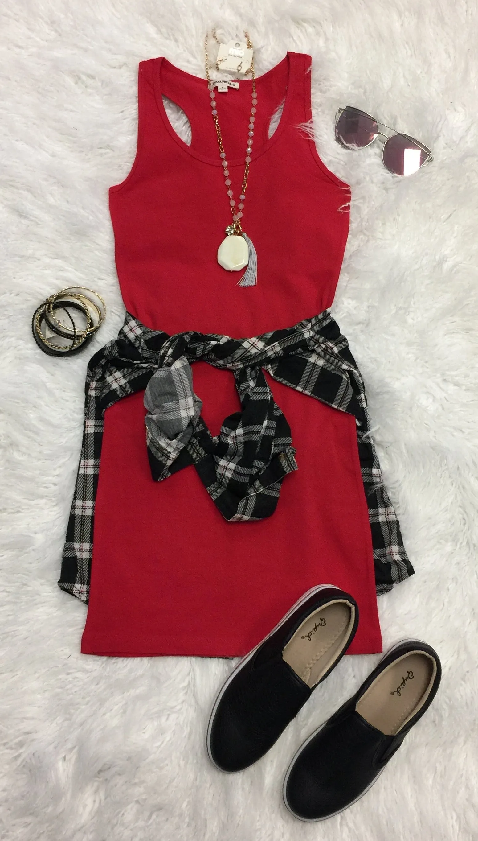 Basic Tank Dress: Red