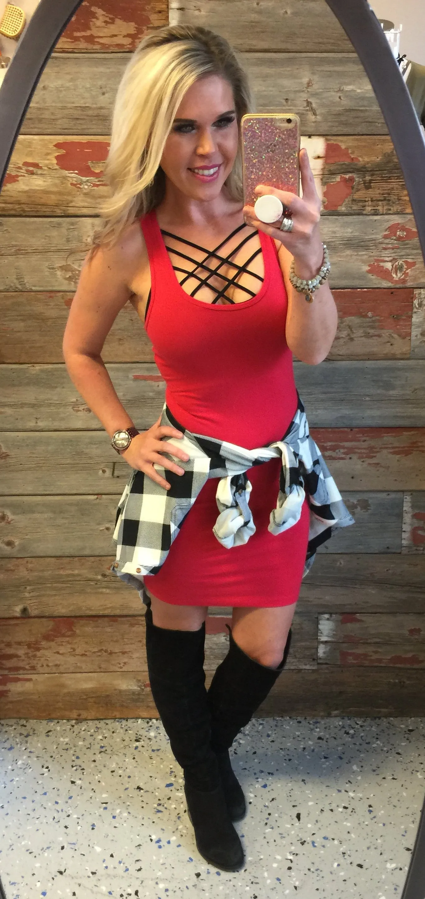 Basic Tank Dress: Red