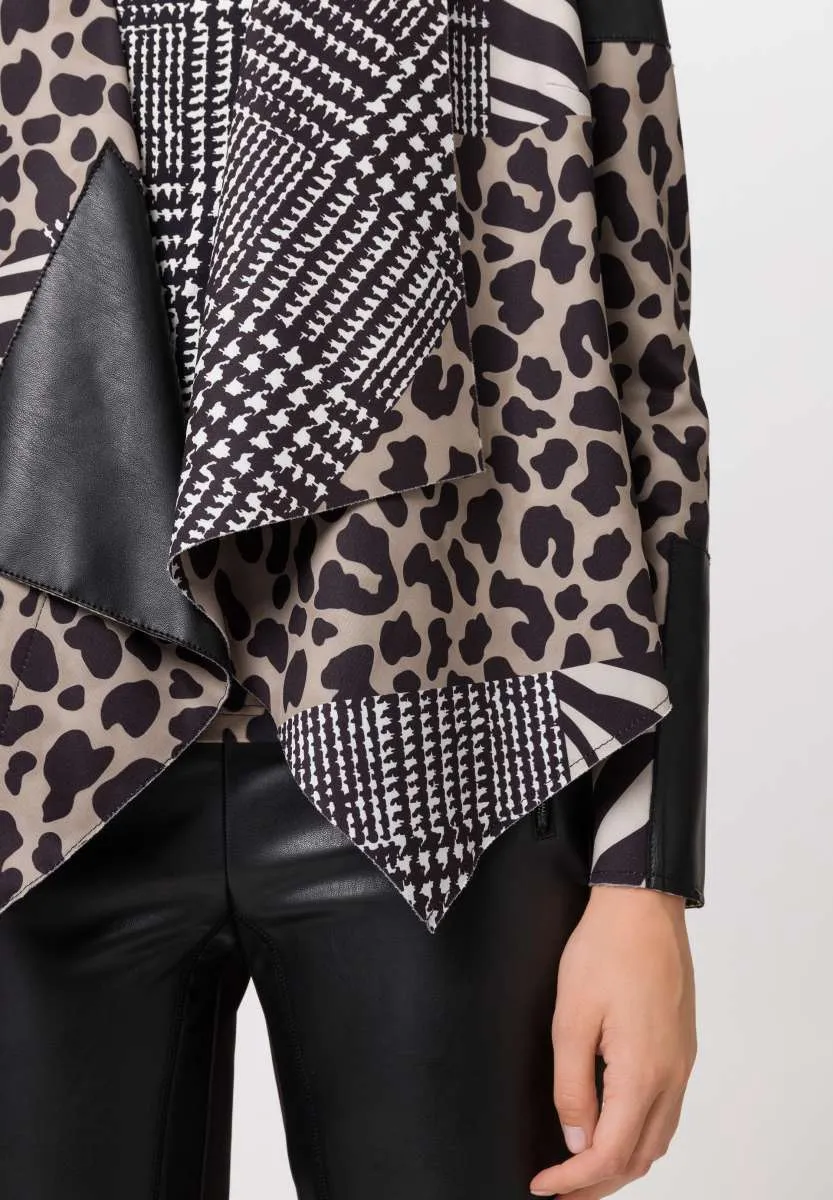 Black & Brown Abstract Multi Print Blazer