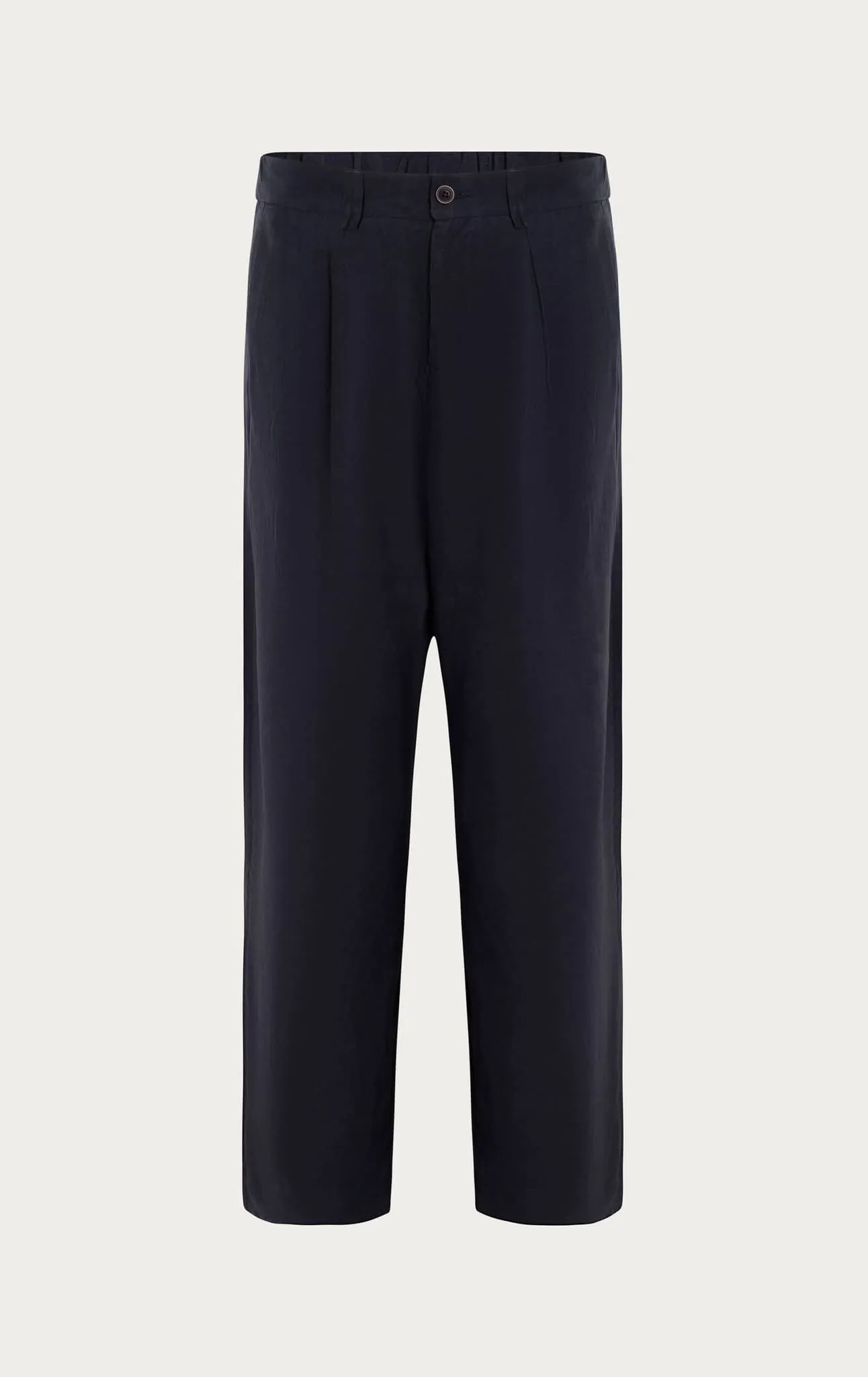 Breezy Relaxed Pleated Trousers - Navy