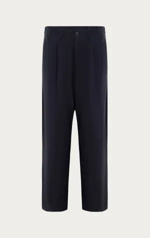 Breezy Relaxed Pleated Trousers - Navy