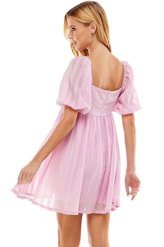 Bubble S/S Pinstripe Detail Flowy Dress