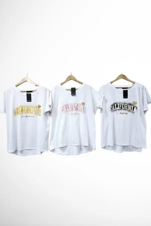 California Slogan Cotton T-Shirt Top