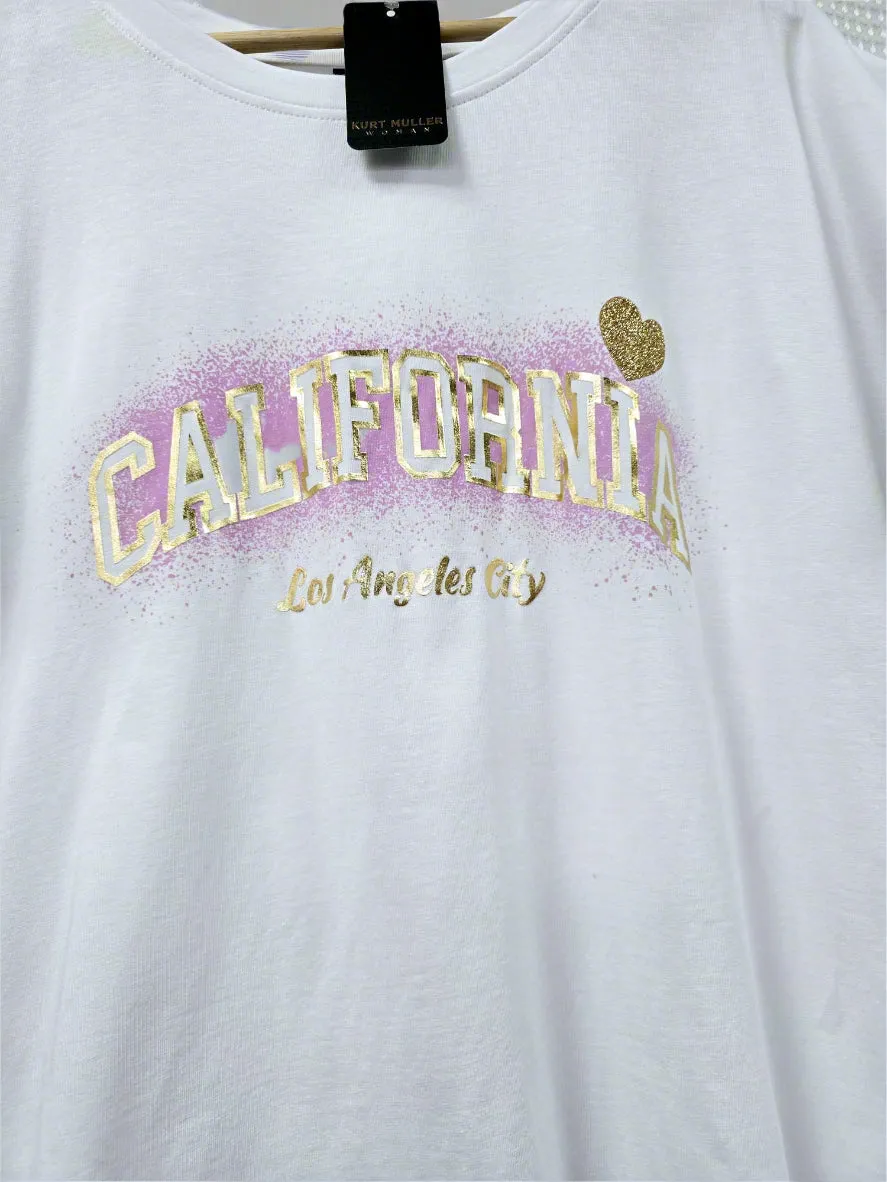 California Slogan Cotton T-Shirt Top