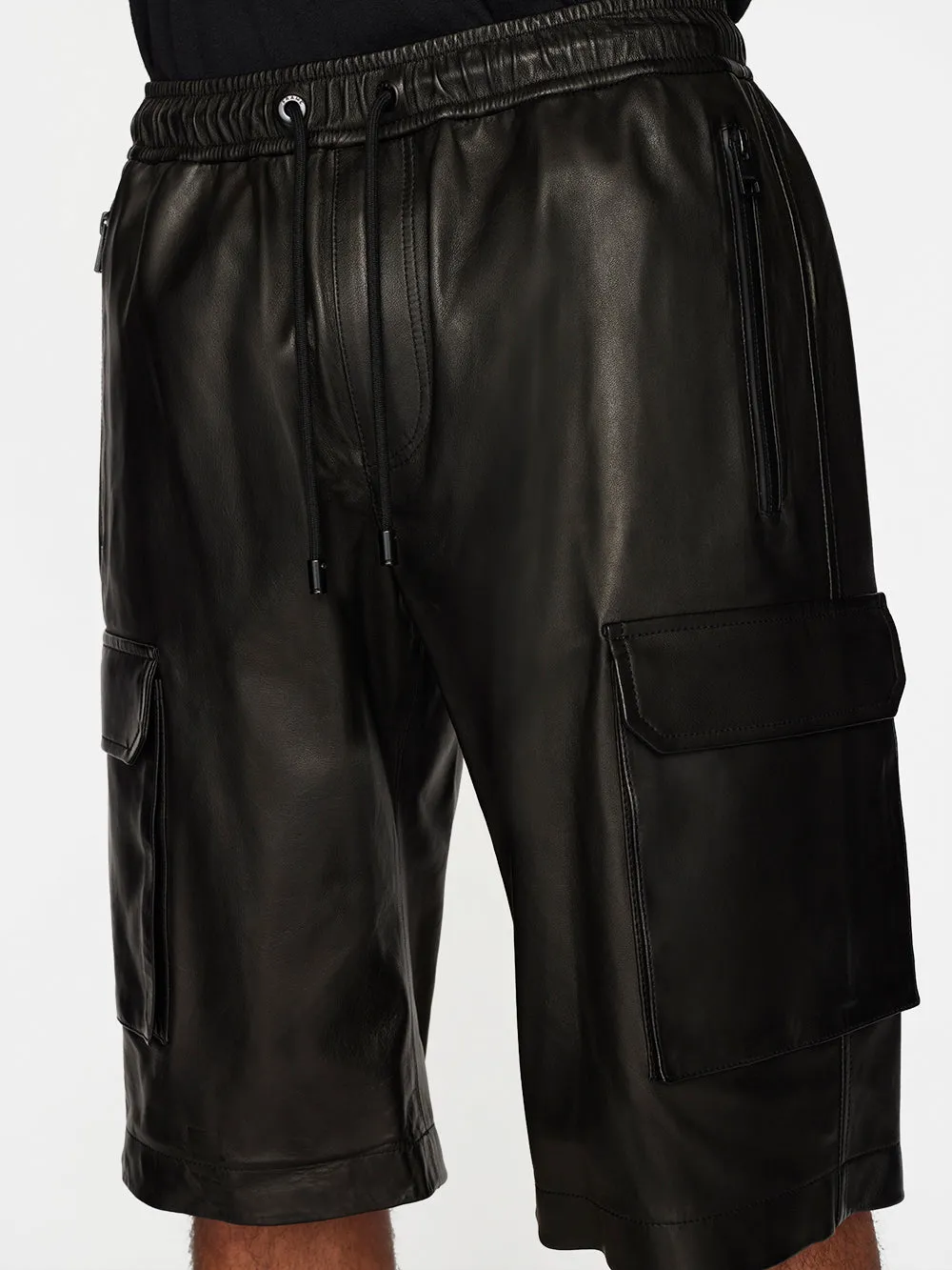 Cargo Leather Short -- Noir