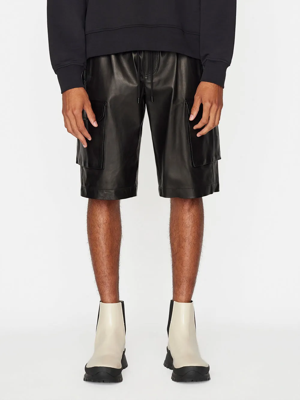 Cargo Leather Short -- Noir