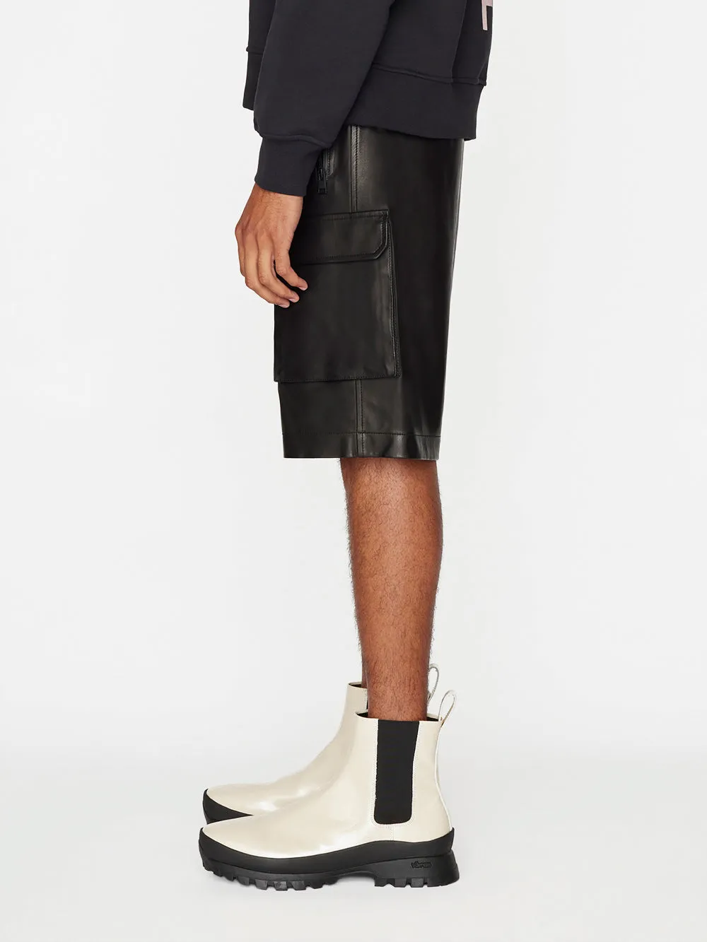 Cargo Leather Short -- Noir