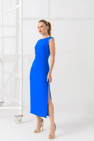Caroline Kilkenny Erin Sleeveless Satin Trim Midi Dress