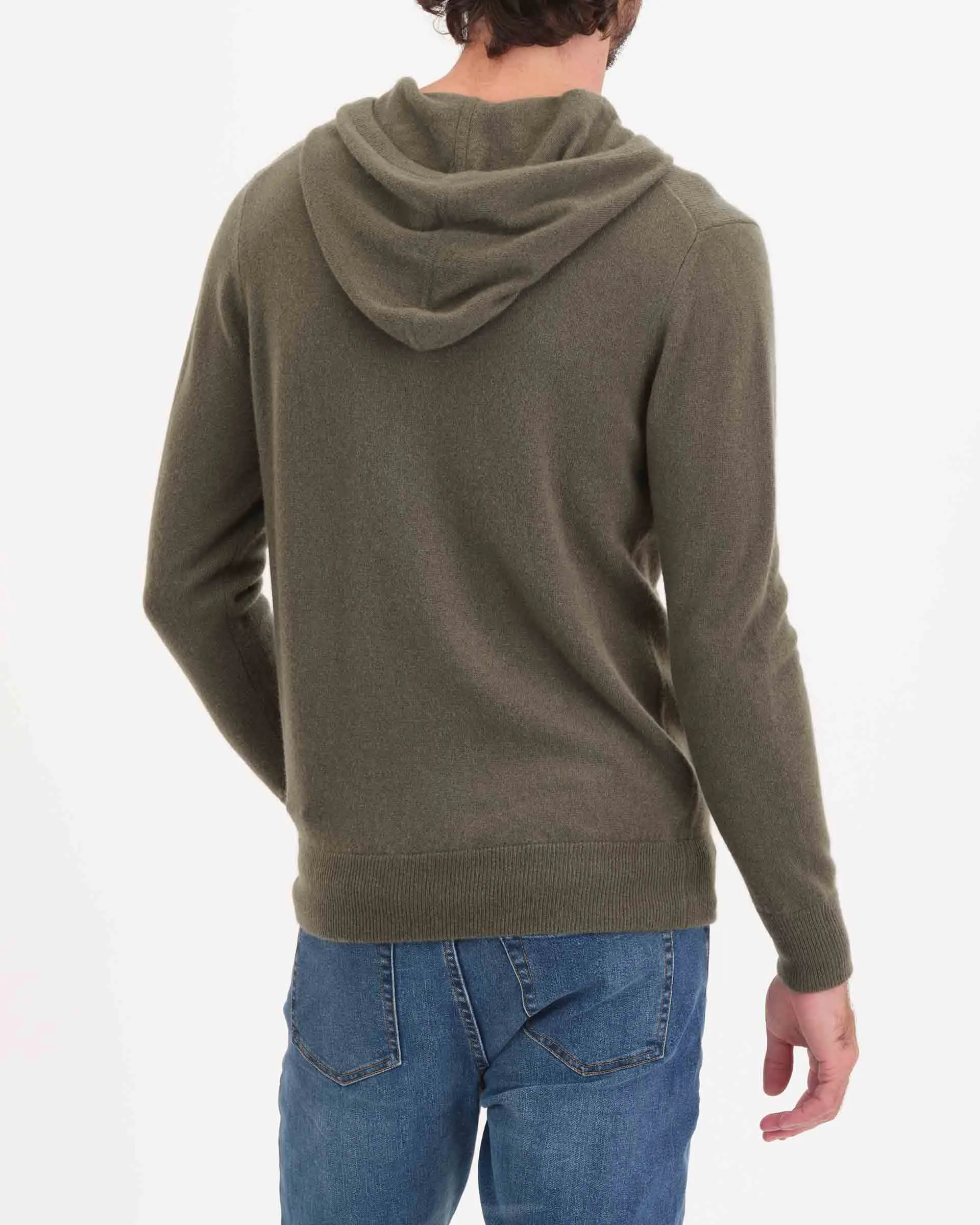 Cashmere Quarter Zip Matte Trim Hoodie