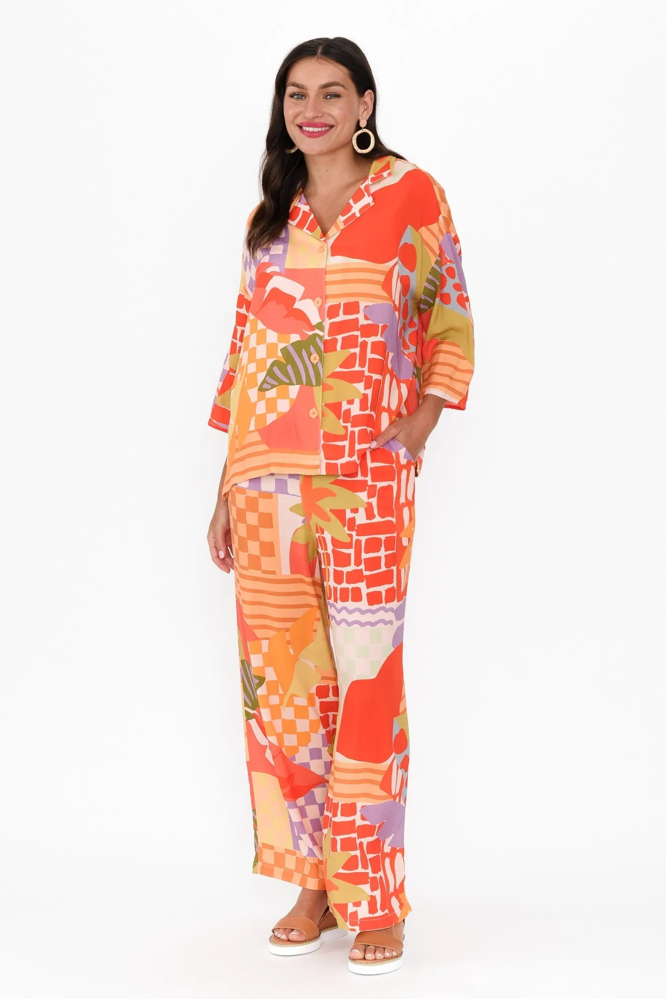 Cath Red Geo Pocket Pants
