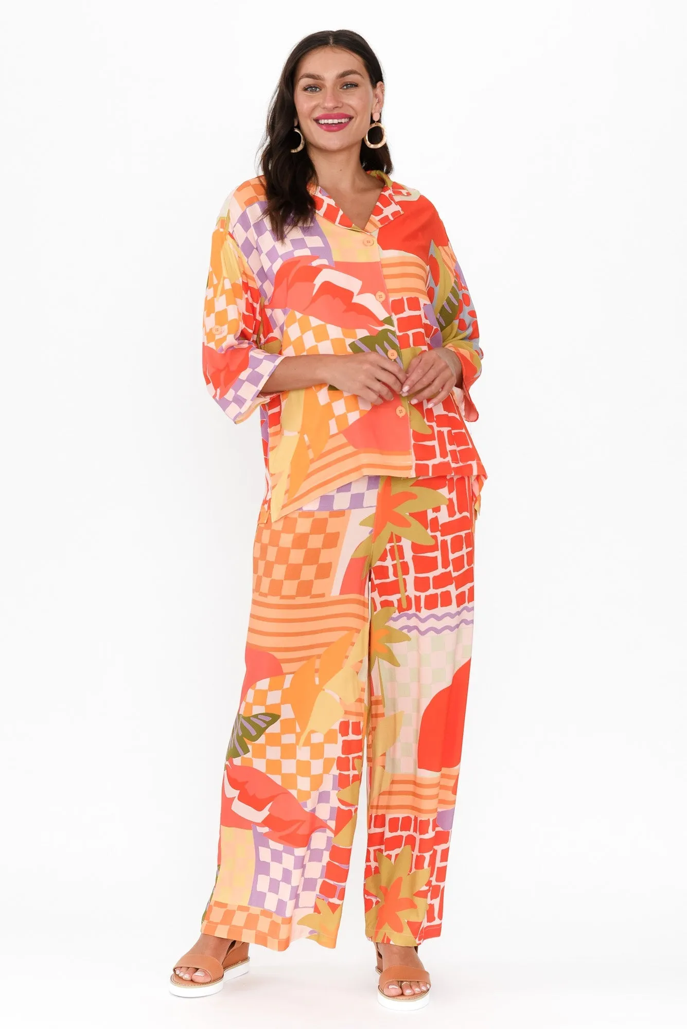 Cath Red Geo Pocket Pants