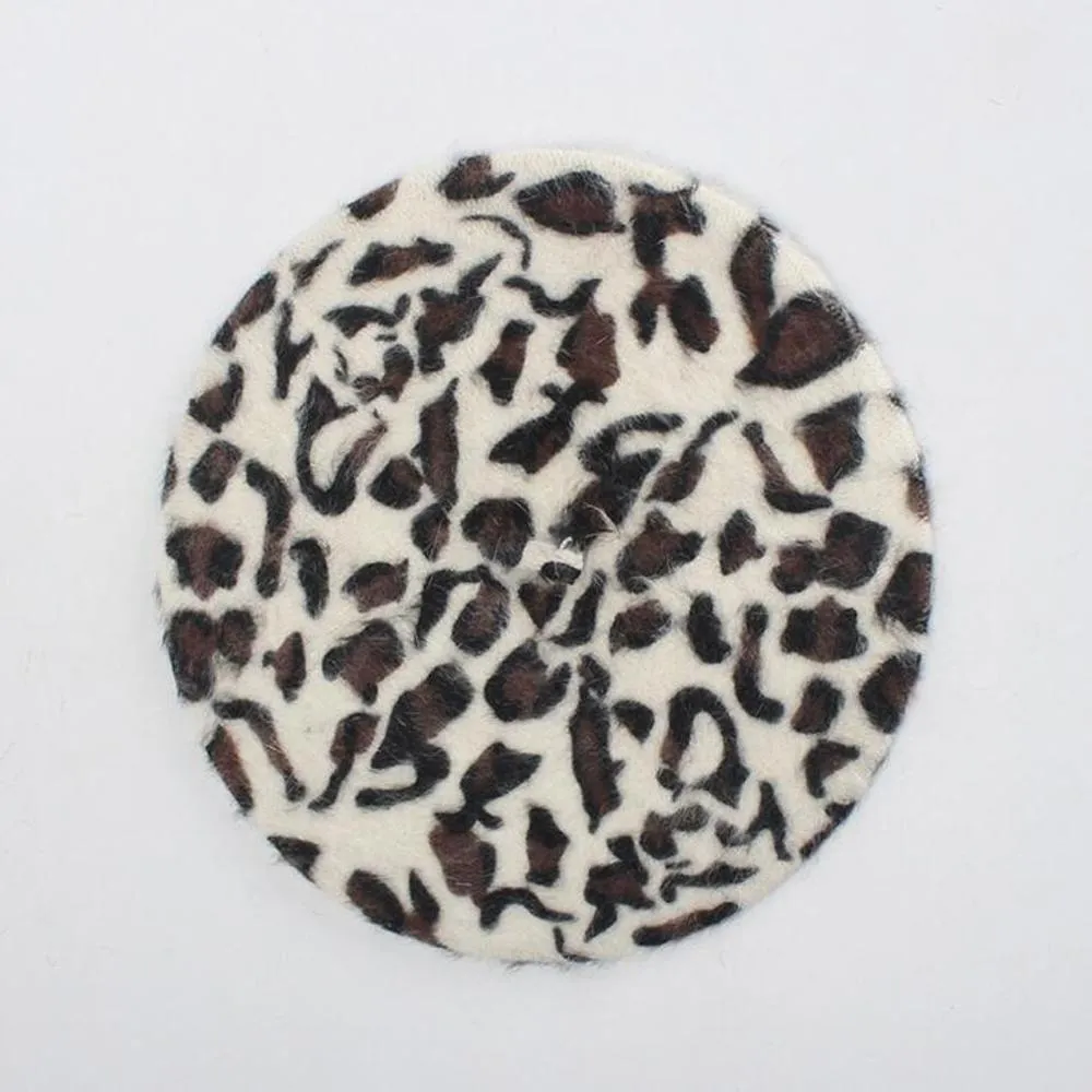Chic Leopard Print Stylish Winter Beret Hats