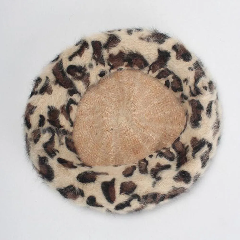 Chic Leopard Print Stylish Winter Beret Hats