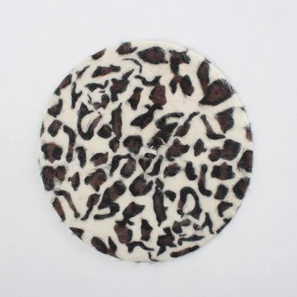 Chic Leopard Print Stylish Winter Beret Hats