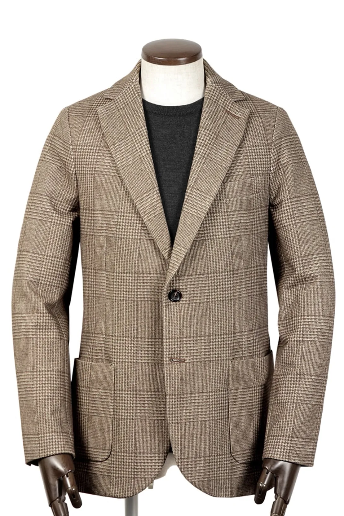 CIRCOLO 1901 - Brown Check Cotton Stretch 2 Button Jacket CN4106