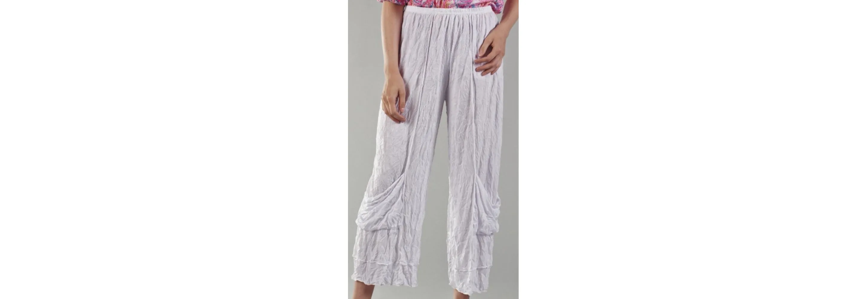 Crinkle Capri Two Pocket Pants- White