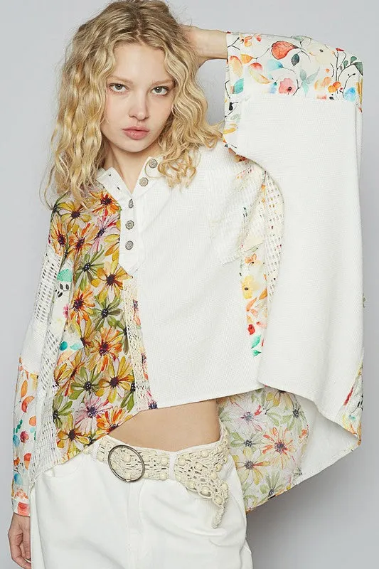 Crochet Patch Lace Floral Top