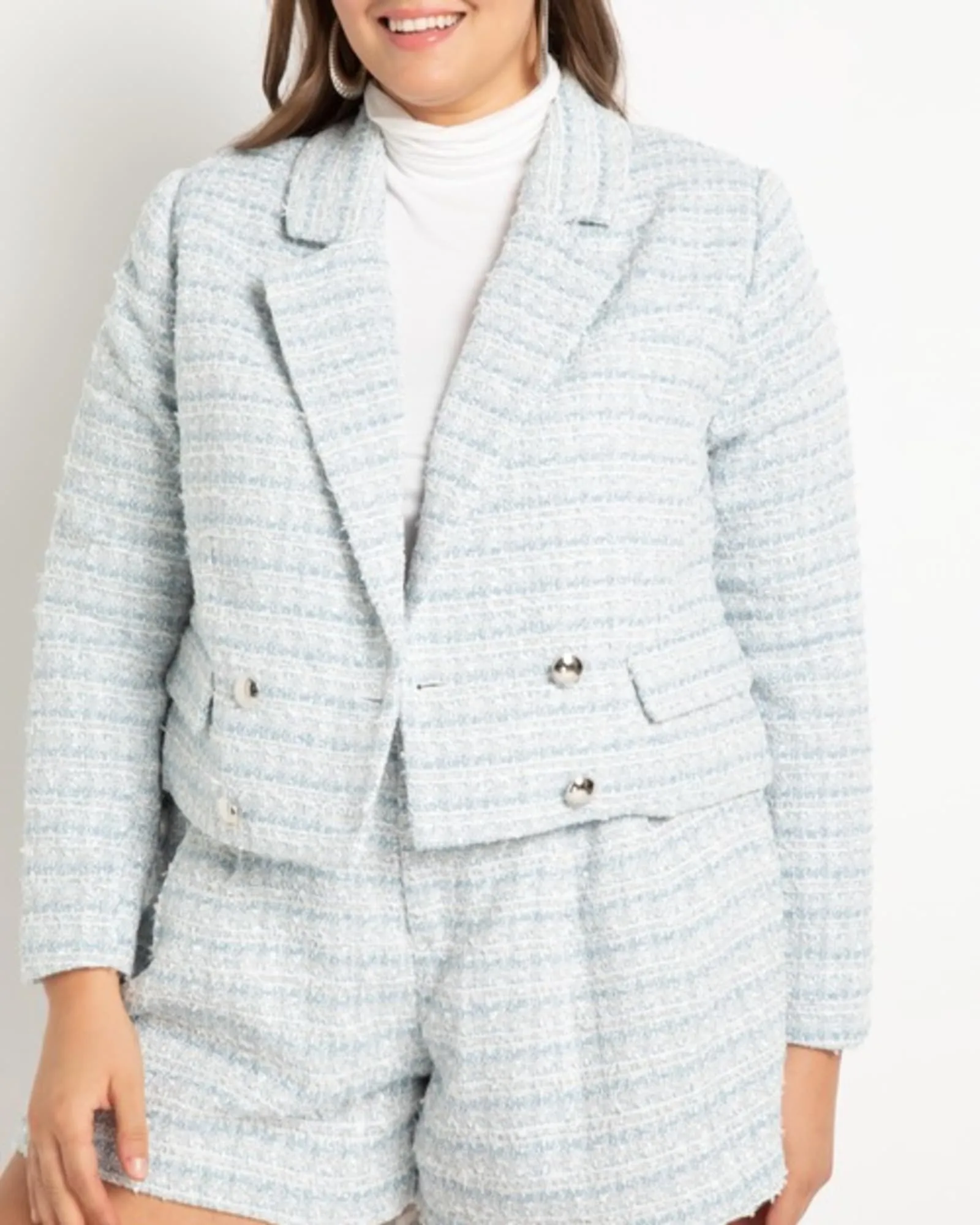 Danika Tweed Blazer | Light Blue