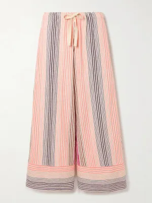 Desta striped cotton-blend wide-leg pants
