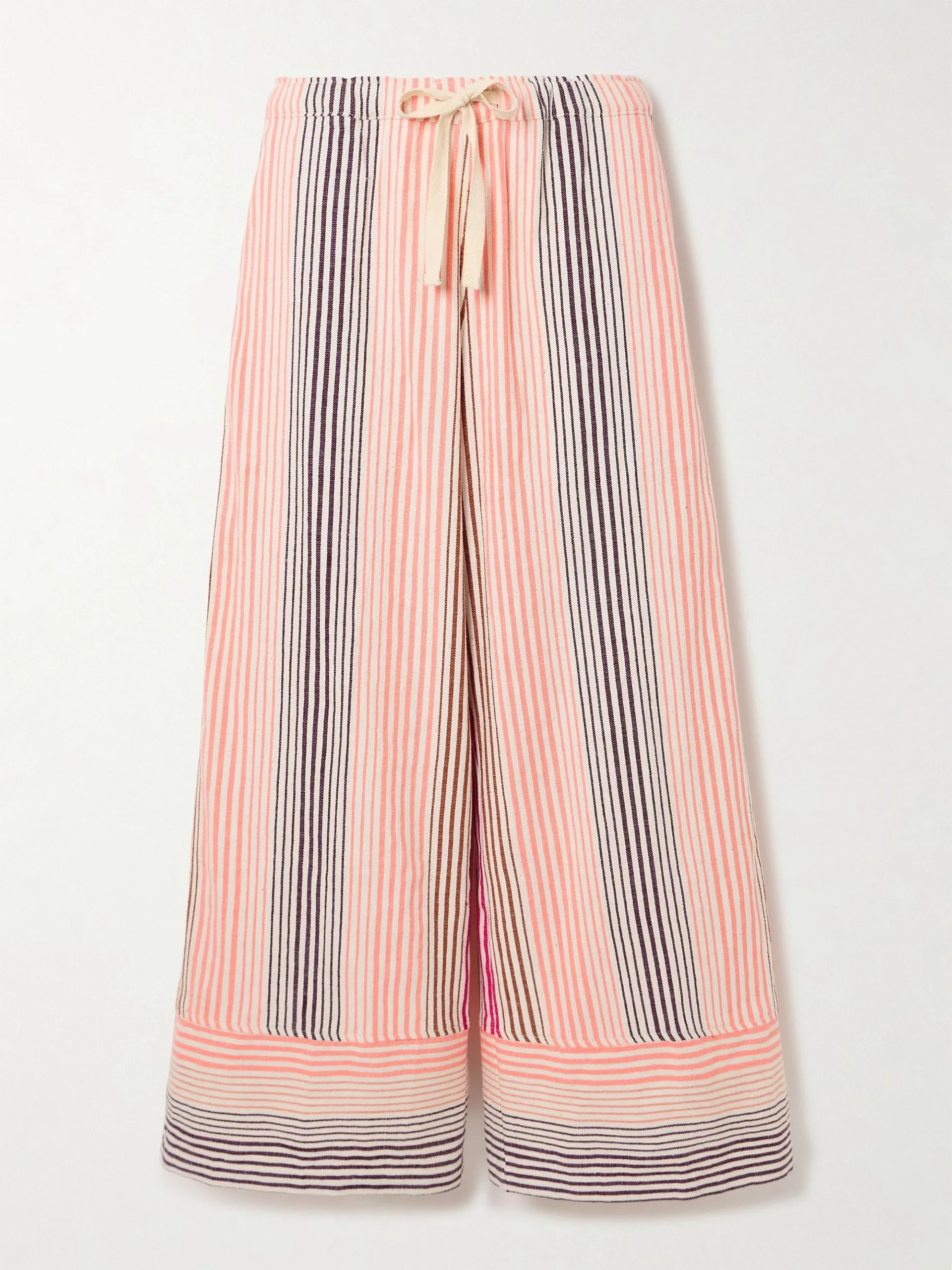 Desta striped cotton-blend wide-leg pants