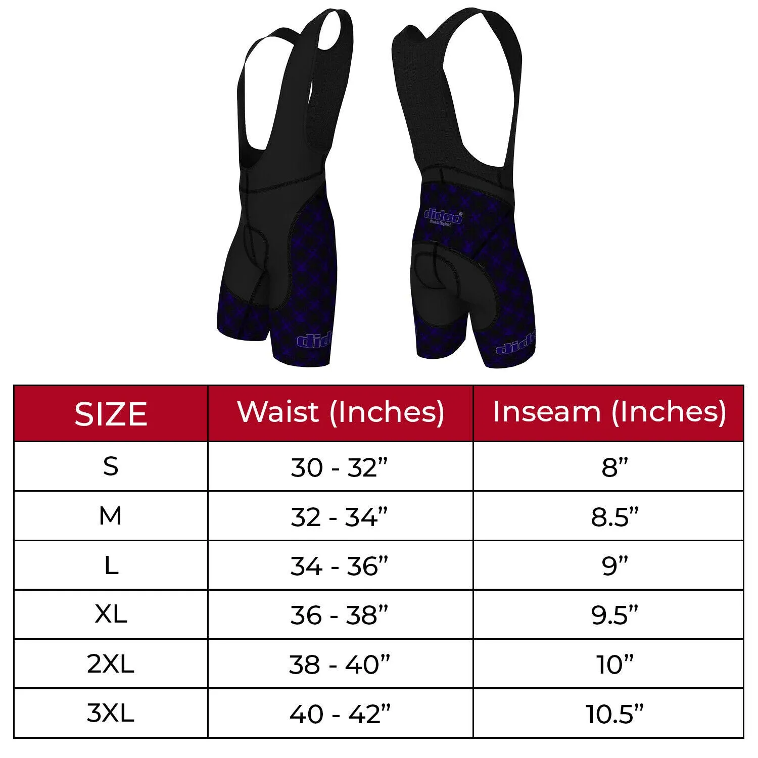 DiDOO Men's Classic Quick Dry Padded Cycling Bib Shorts Black and Blue