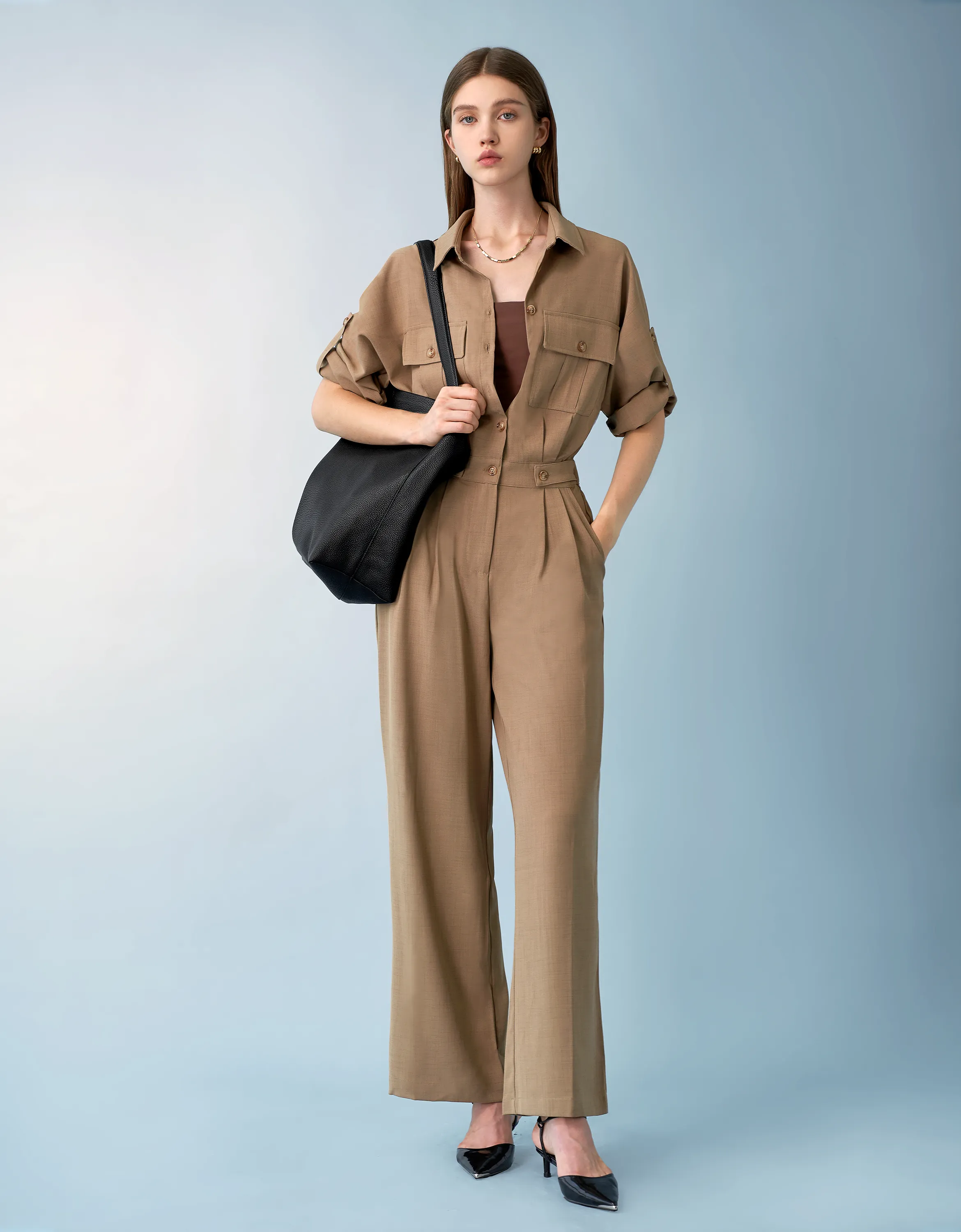 Dolman Sleeve Utility Jumpsuit