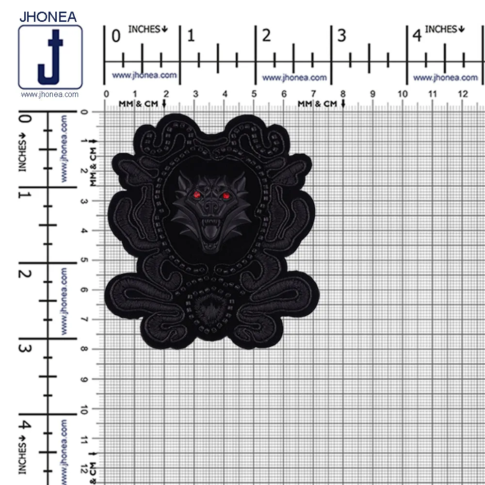 Eye-Catching Roaring Wolf Beaded Embroidery Black Patch