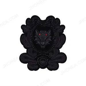 Eye-Catching Roaring Wolf Beaded Embroidery Black Patch