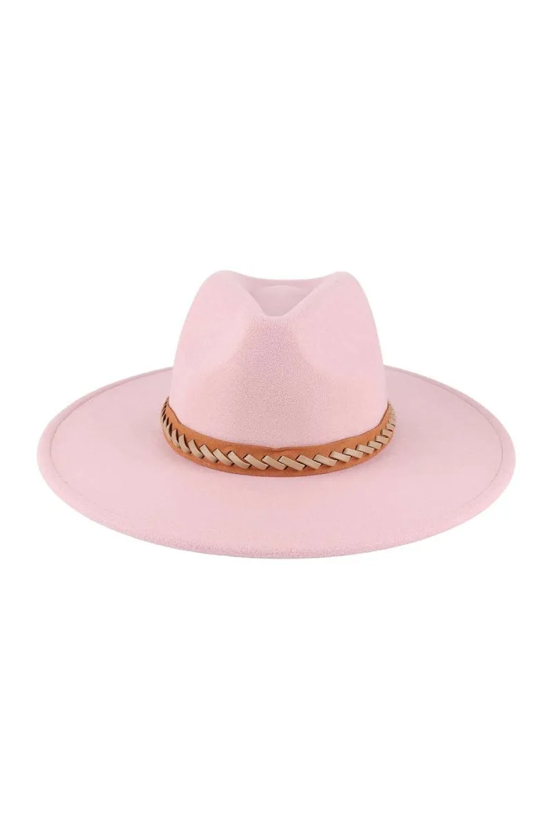 Felt Brim Hat with Leather Braded Band