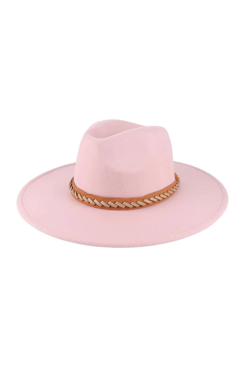 Felt Brim Hat with Leather Braded Band