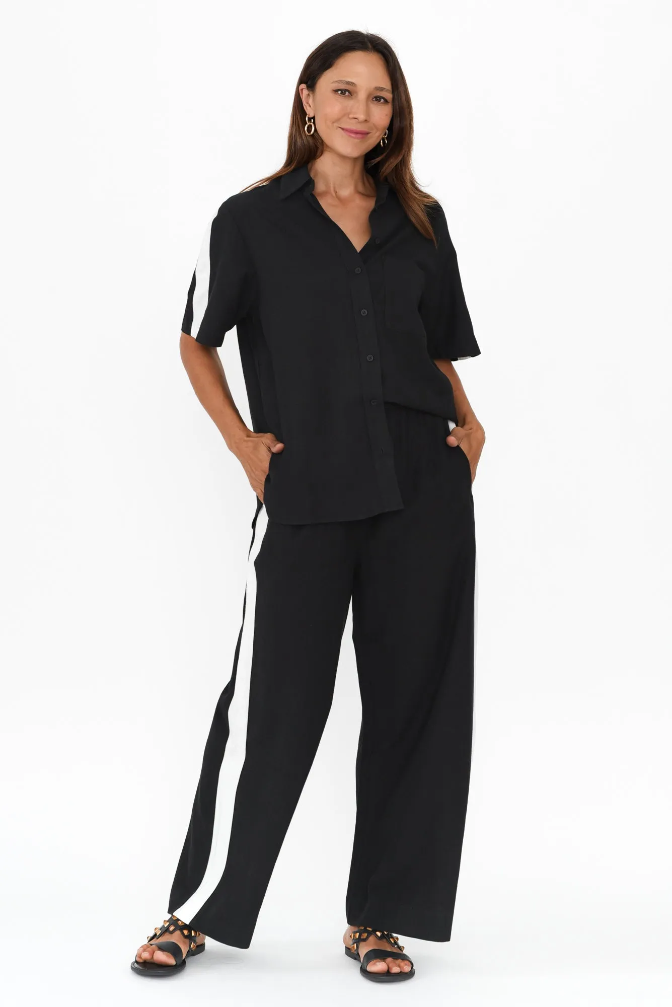 Francis Black Stripe Drawstring Pants