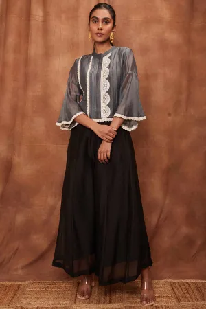 Grey Silk Fine Pintuck Top & Pants