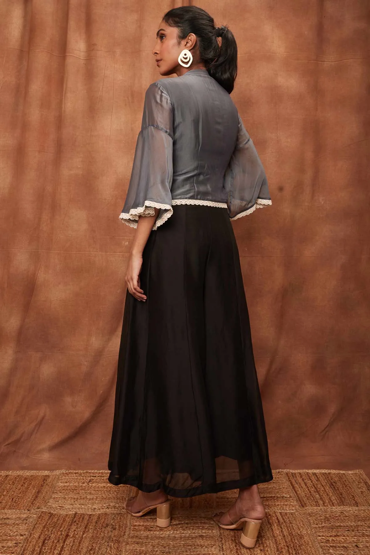 Grey Silk Fine Pintuck Top & Pants