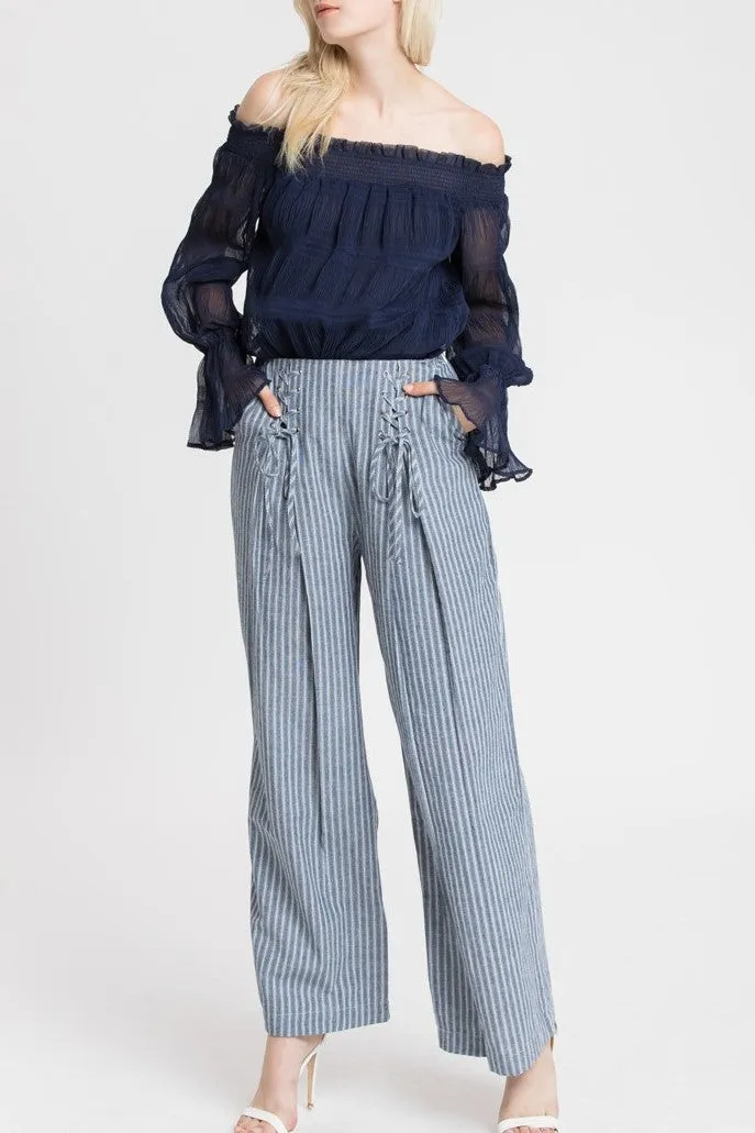 Hamilton All-Laced-Up Pants in Navy & White