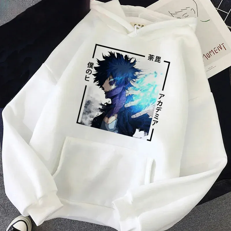 Harajuku Gothic Funny Japanese Anime Printed Men's Casual Hoodies Autumn Winter New Pullovers Round Neck Sweatshirts Tops Unisex