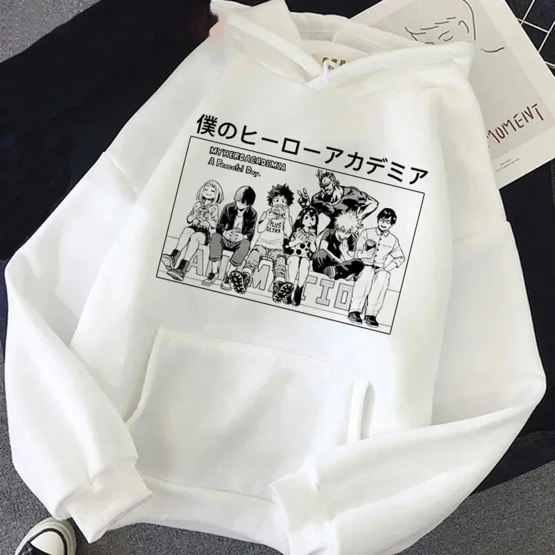 Harajuku Gothic Funny Japanese Anime Printed Men's Casual Hoodies Autumn Winter New Pullovers Round Neck Sweatshirts Tops Unisex