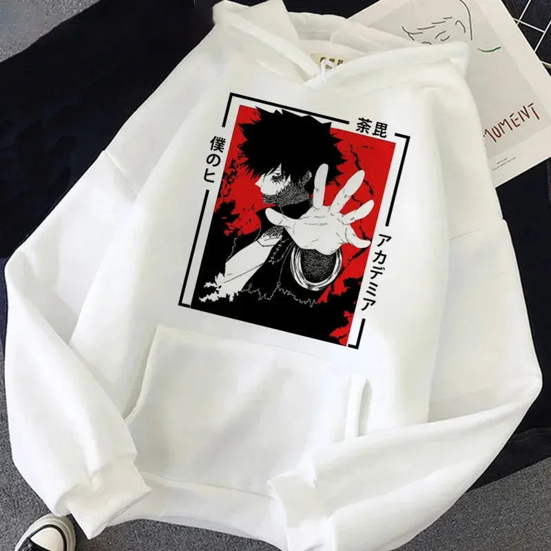 Harajuku Gothic Funny Japanese Anime Printed Men's Casual Hoodies Autumn Winter New Pullovers Round Neck Sweatshirts Tops Unisex