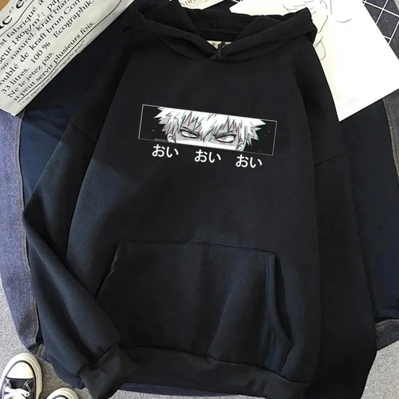 Harajuku Gothic Funny Japanese Anime Printed Men's Casual Hoodies Autumn Winter New Pullovers Round Neck Sweatshirts Tops Unisex