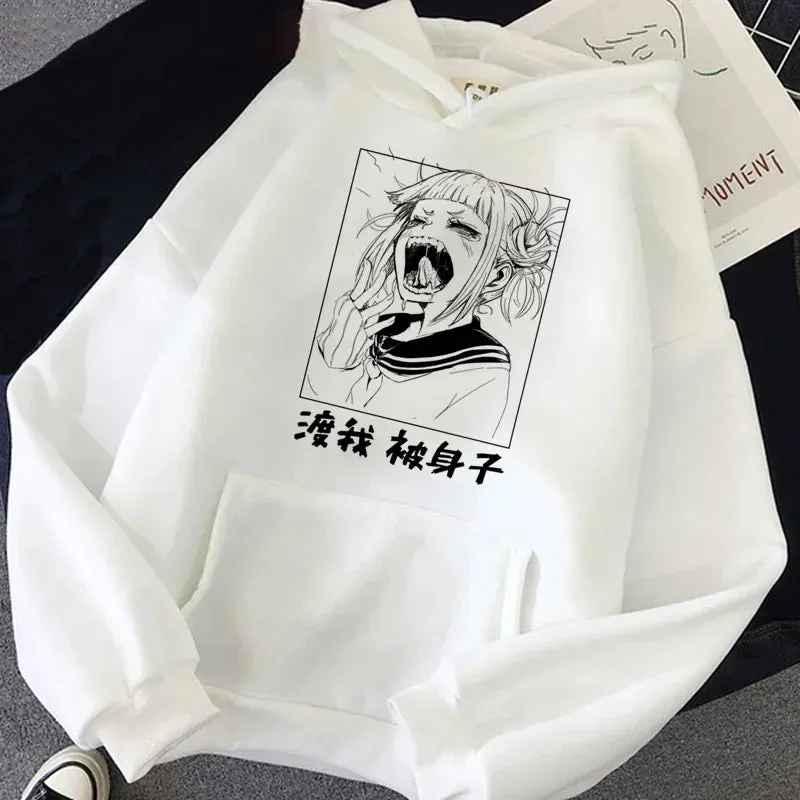 Harajuku Gothic Funny Japanese Anime Printed Men's Casual Hoodies Autumn Winter New Pullovers Round Neck Sweatshirts Tops Unisex