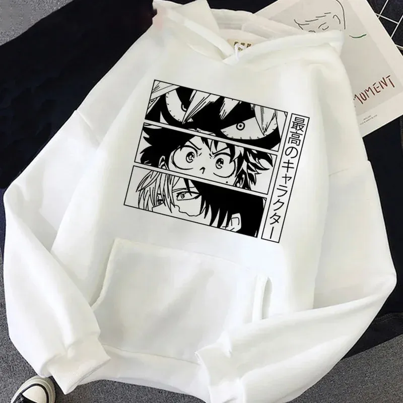Harajuku Gothic Funny Japanese Anime Printed Men's Casual Hoodies Autumn Winter New Pullovers Round Neck Sweatshirts Tops Unisex