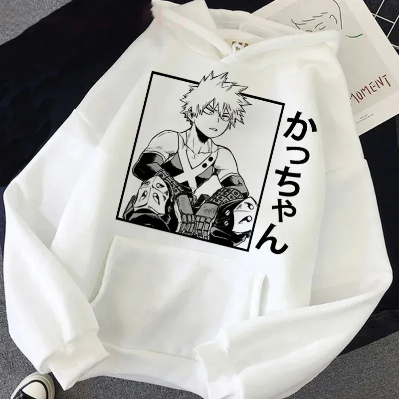 Harajuku Gothic Funny Japanese Anime Printed Men's Casual Hoodies Autumn Winter New Pullovers Round Neck Sweatshirts Tops Unisex