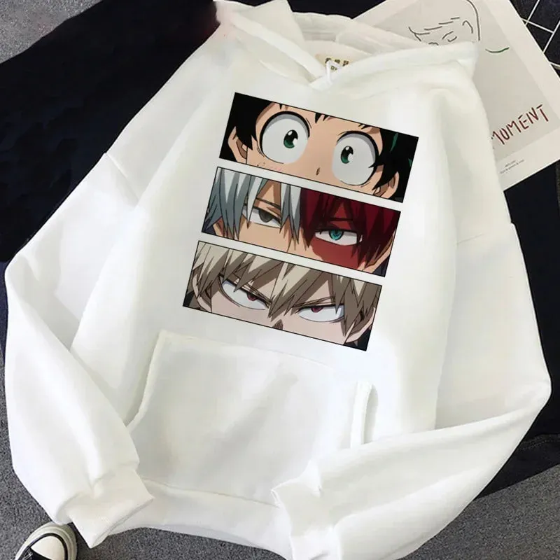 Harajuku Gothic Funny Japanese Anime Printed Men's Casual Hoodies Autumn Winter New Pullovers Round Neck Sweatshirts Tops Unisex